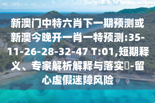新澳門中特六肖下一期預(yù)測或新澳今晚開一肖一特預(yù)測:35-11-26-28-32-47 T:01,短期釋義、專家解析解釋與落實?-留心虛假迷障風(fēng)險
